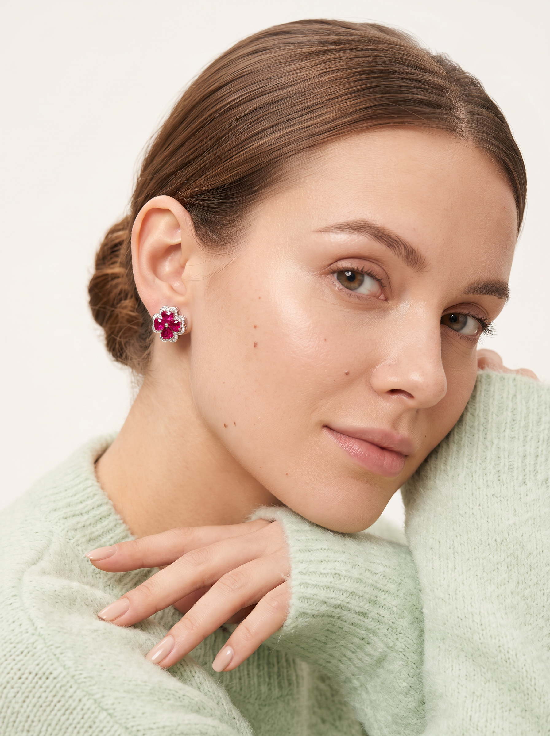 Heart Brilliant Cut Ruby Earrings - Lucky Petal
