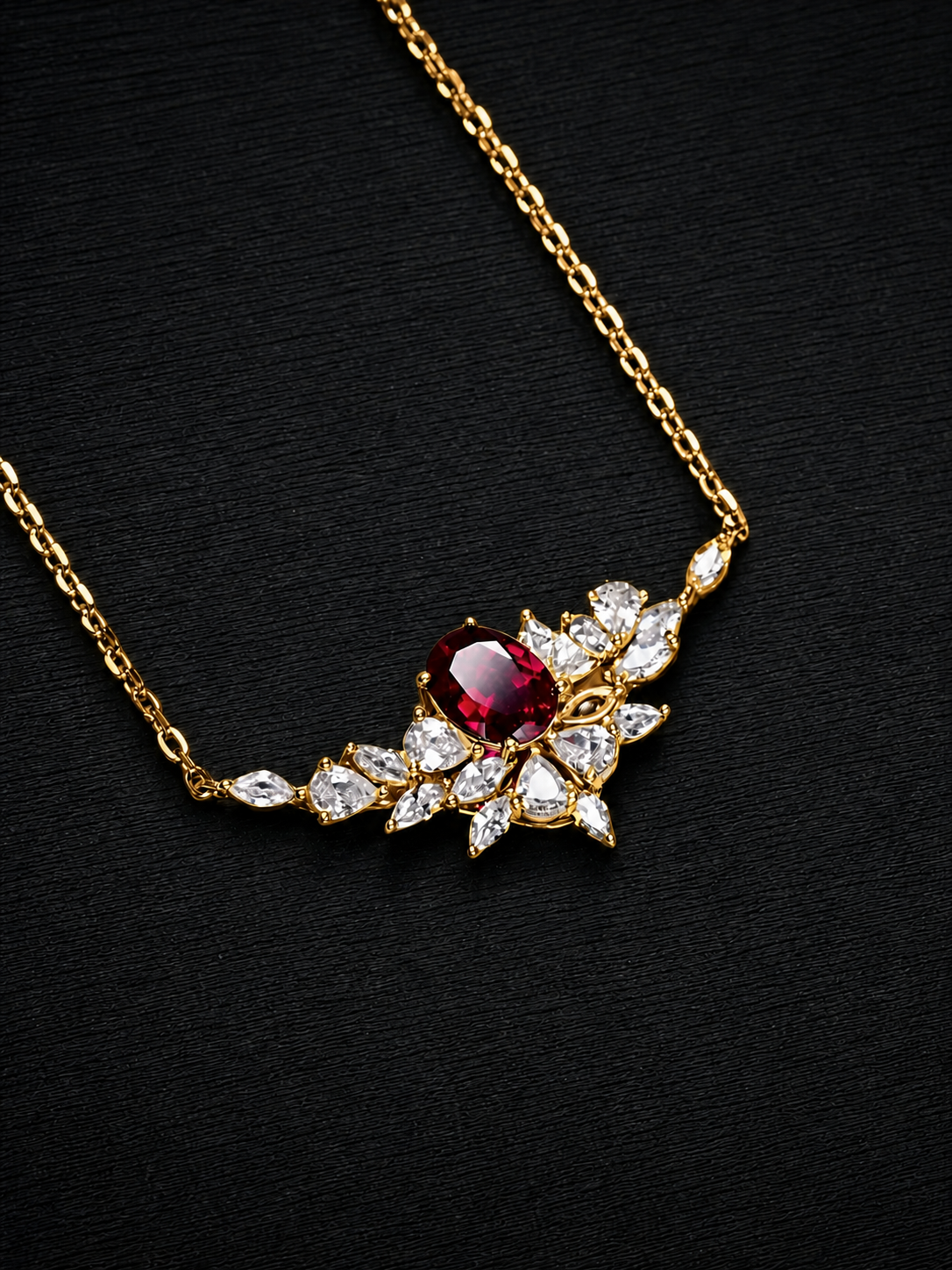 Ruby-Oval Brilliant Cut Necklace-Ember Wings
