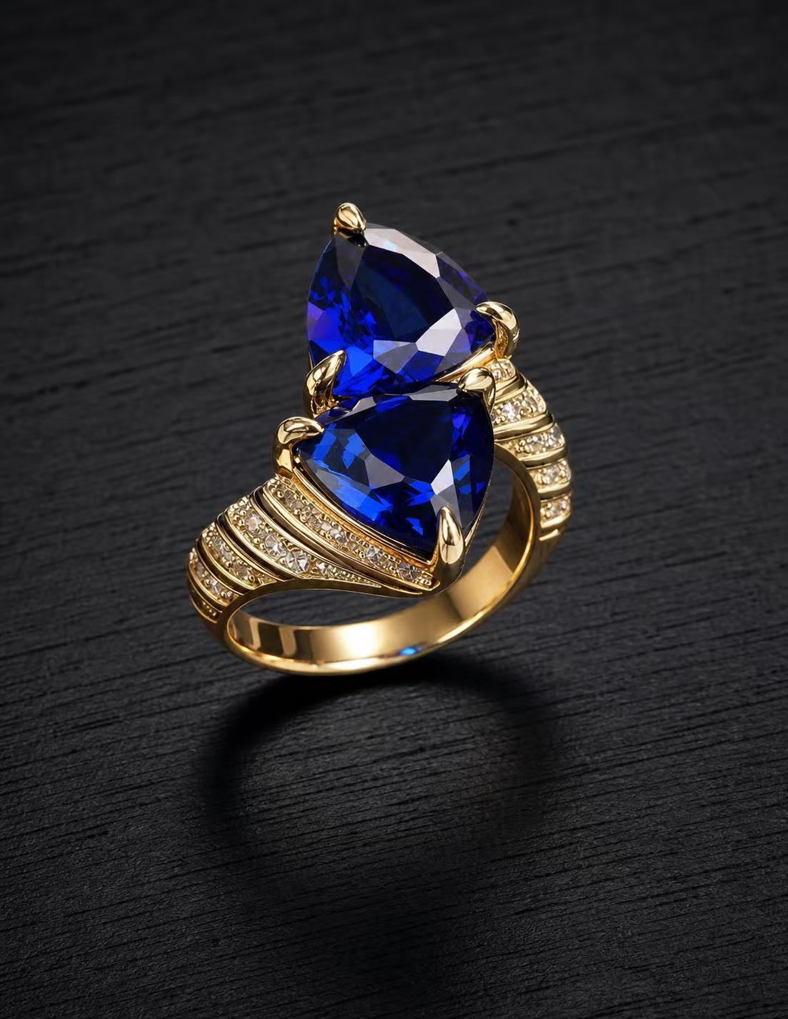 Sapphire-Trilliant Brilliant Cut Ring-Ocean Echo