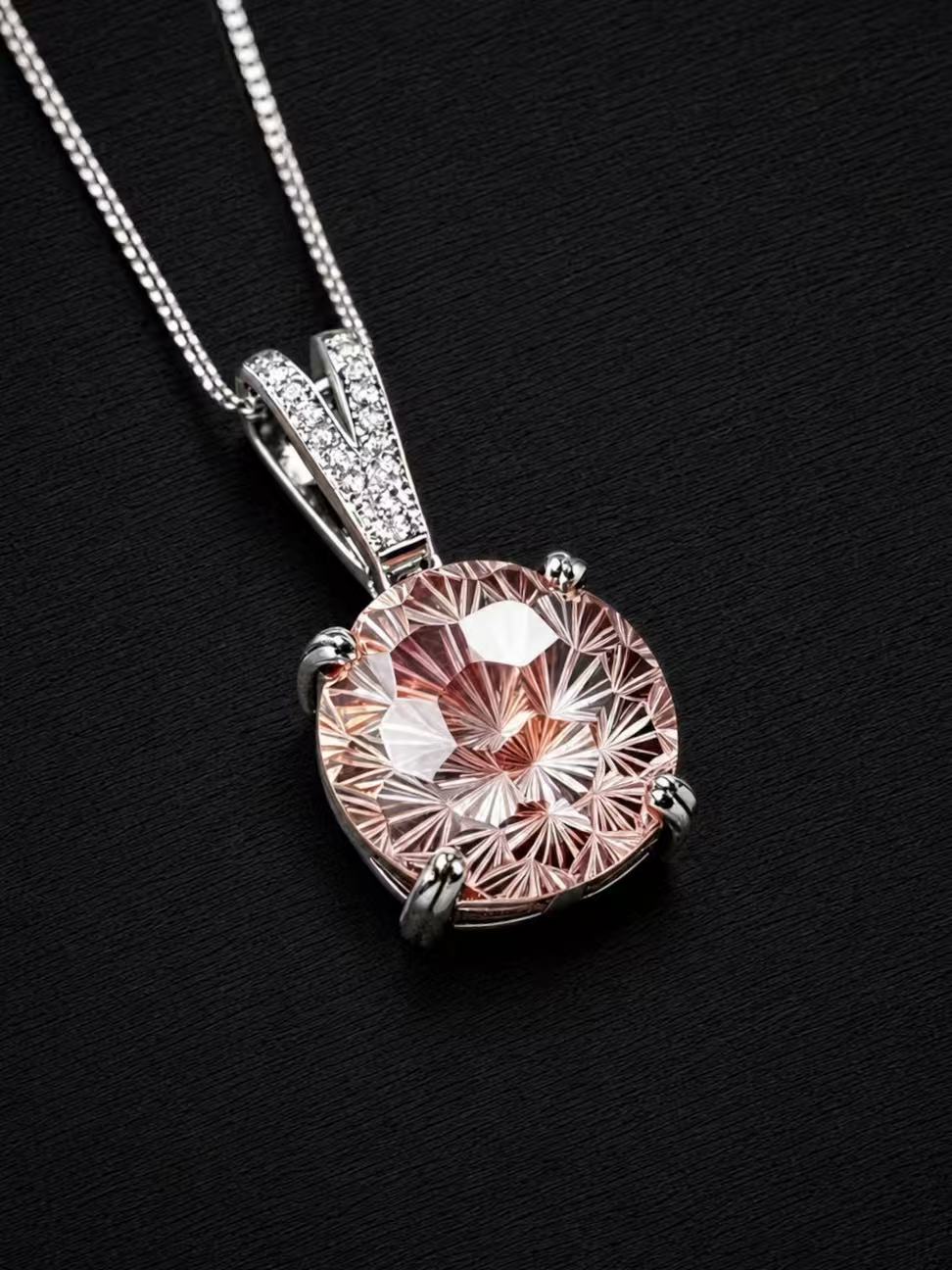 Cubic Zirconia-Fireworks Cut Necklace-Phantom Color Stars