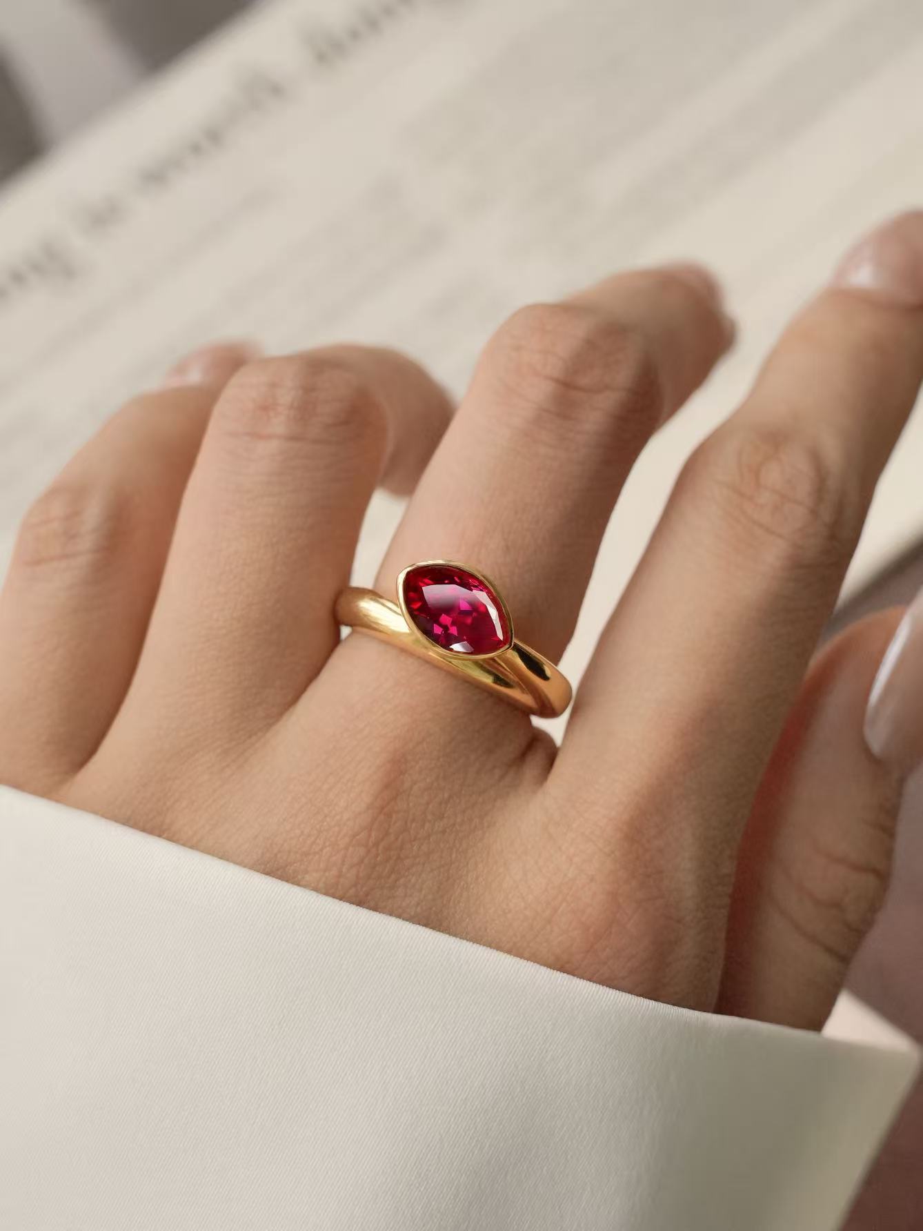 Marquise Brilliant Cut Ruby Ring - Roseate Sky