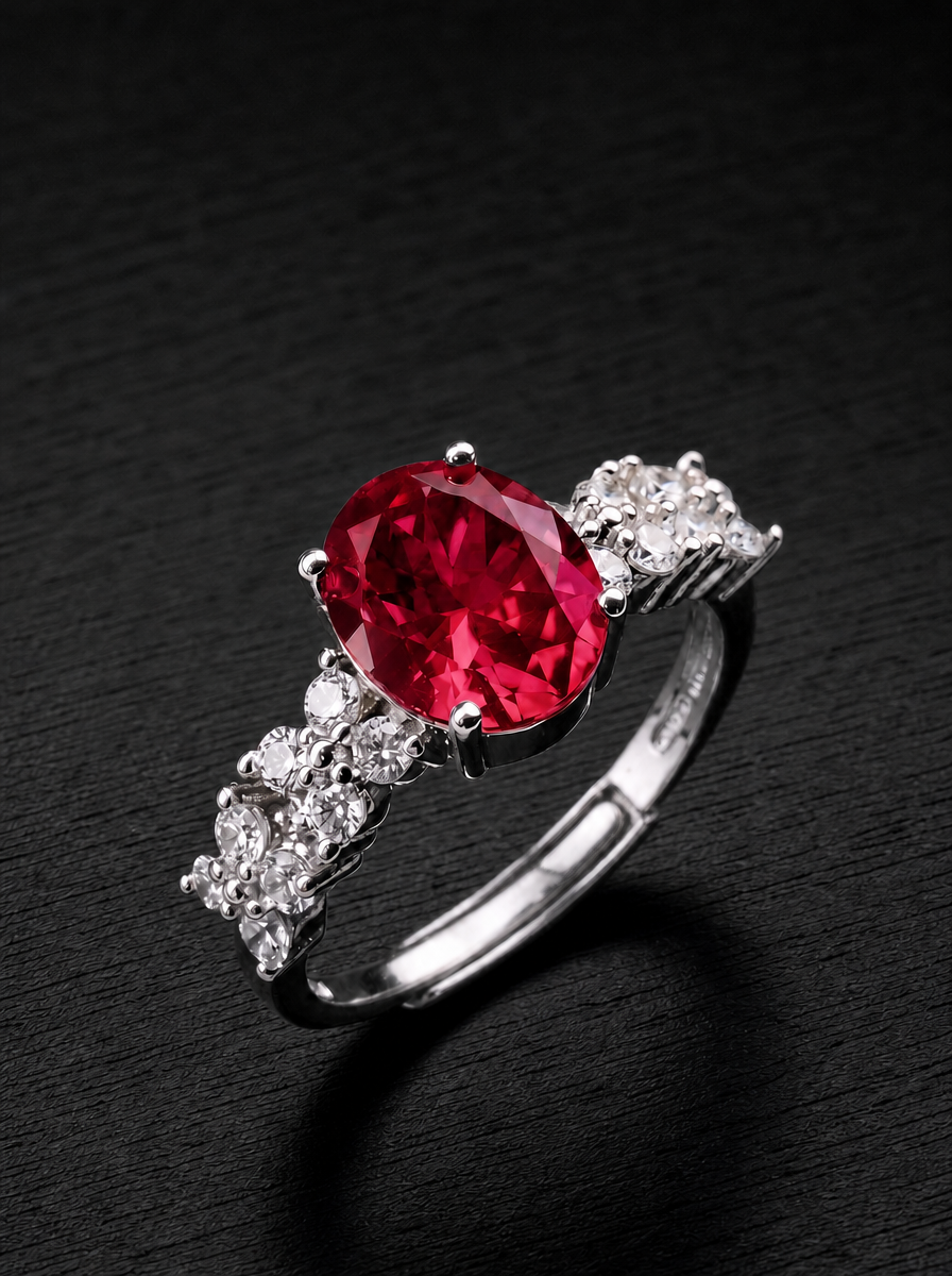 Sapphire/Ruby-Oval Brilliant Cut Cornflower Blue Ring-Celestial Sparkle
