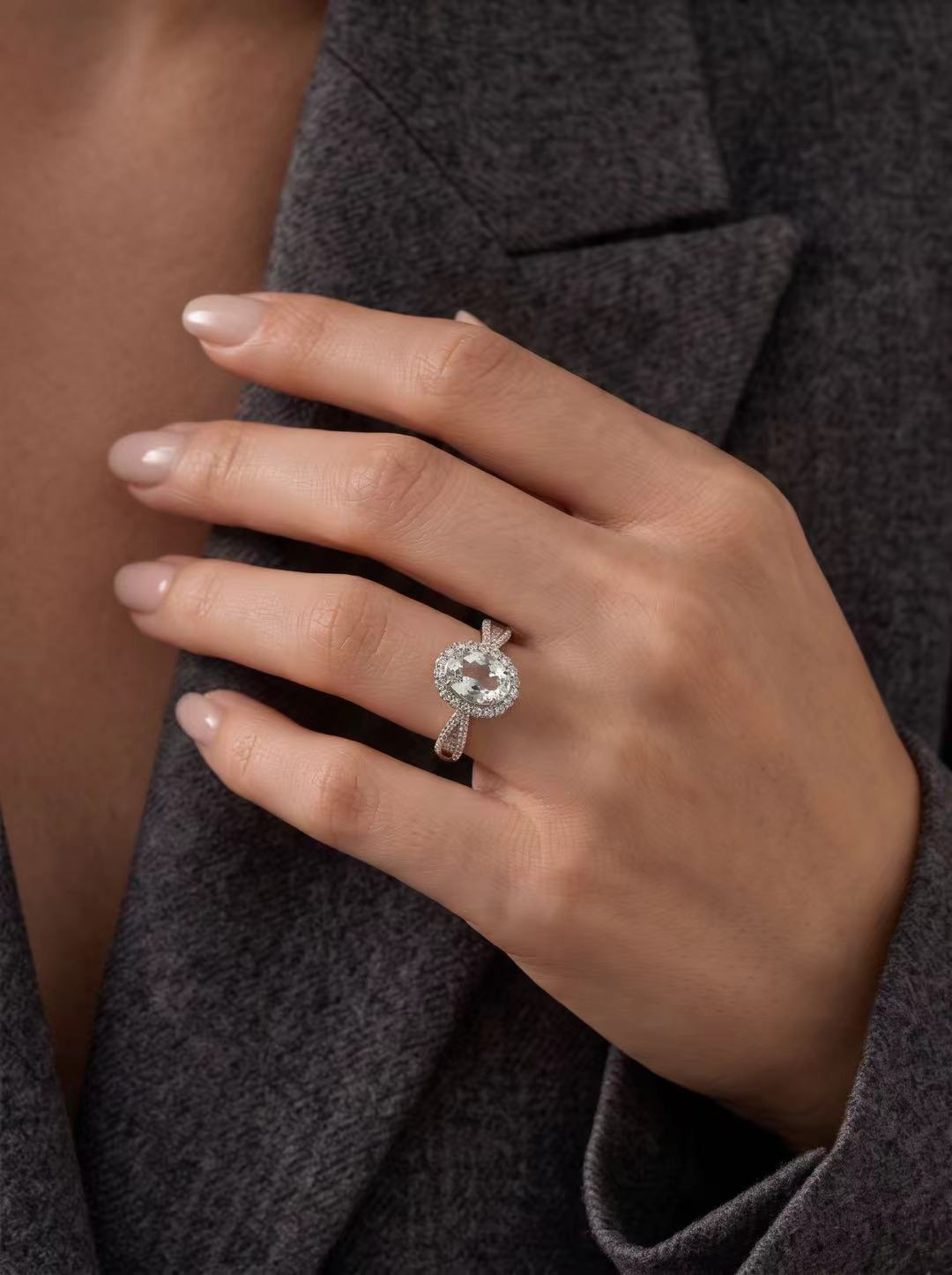 Clear Quartz-Oval Brilliant Cut Ring-Sunlit Purity