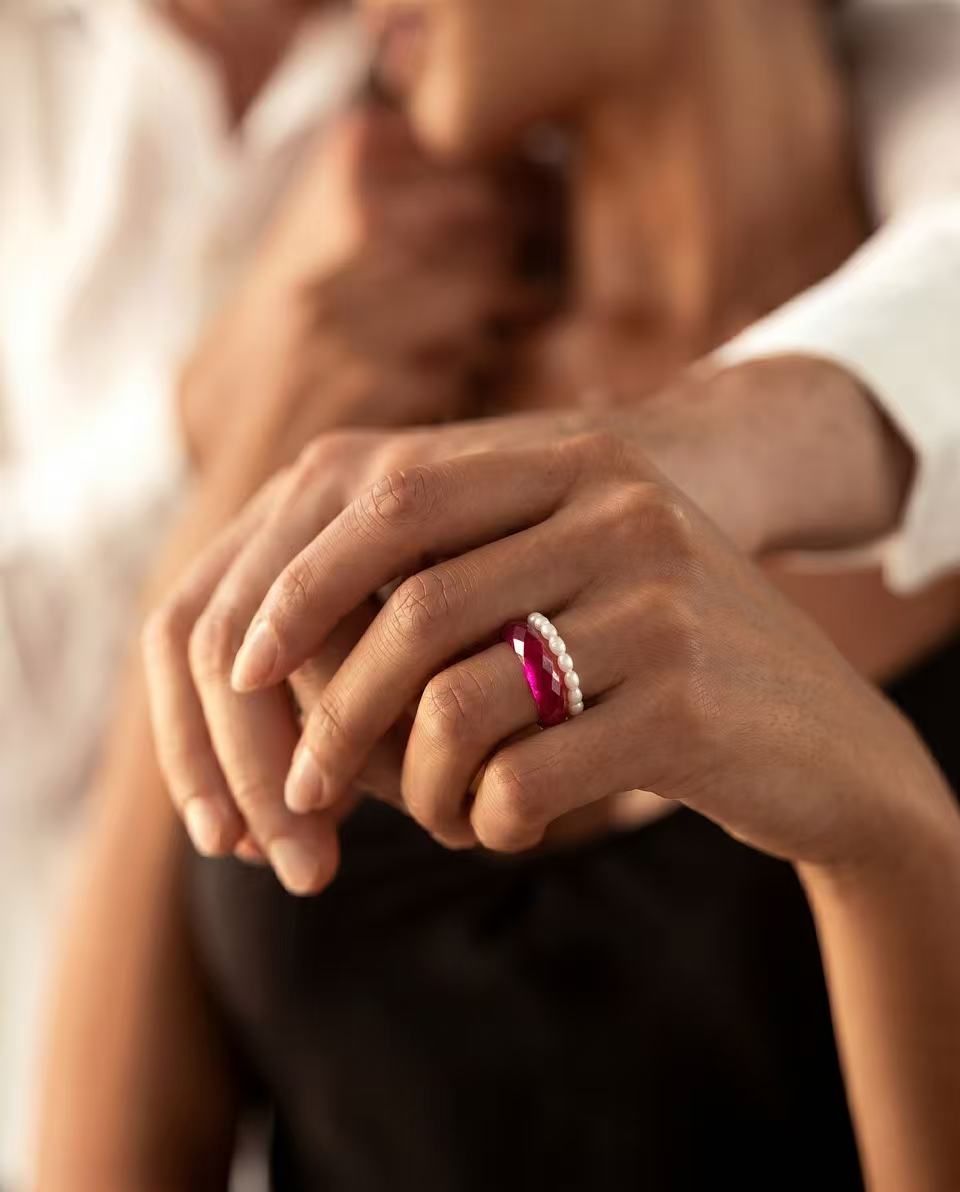 360-Degree Faceted Ruby Ring