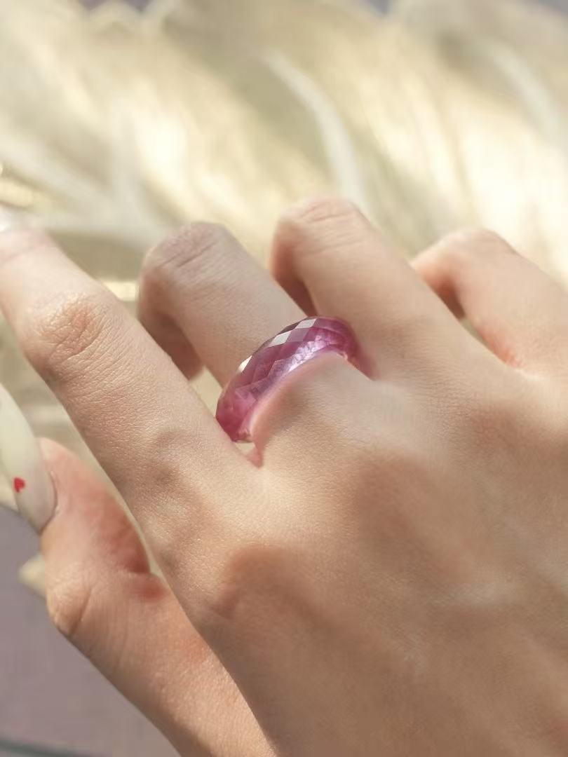 360-Degree Faceted Pink Sapphire Ring