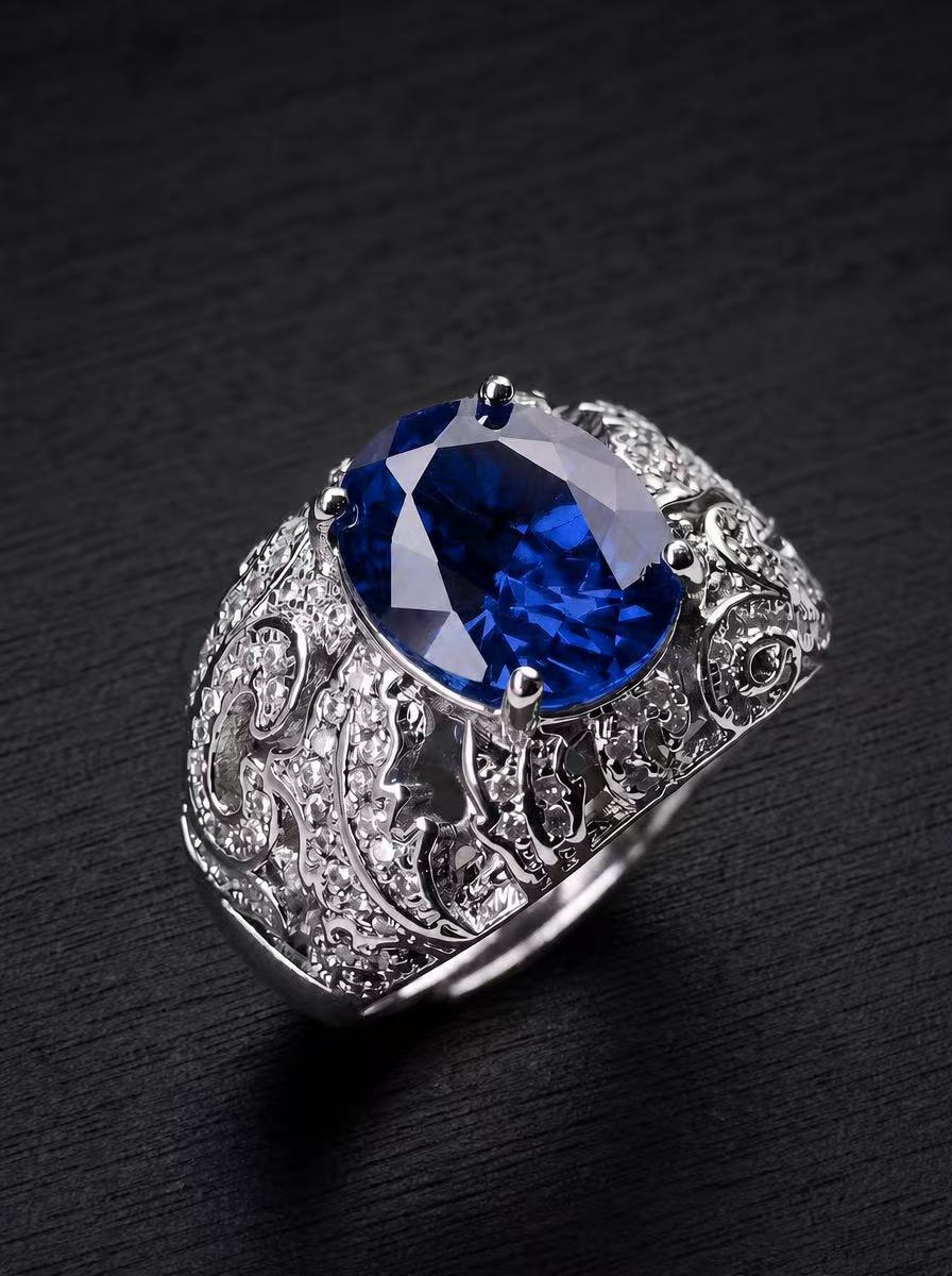 Ruby/Sapphire-Oval Brilliant Cut Ring - Gilded Labyrinth