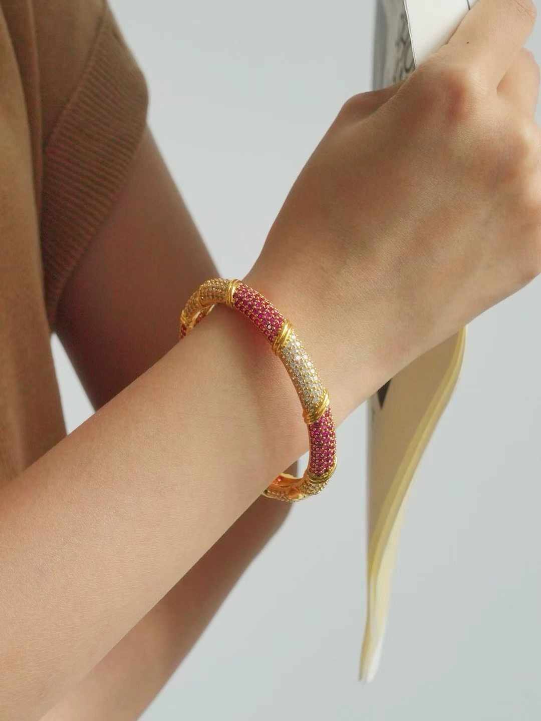 Ruby-Round Brilliant Cut Bangle-Crimson Tide