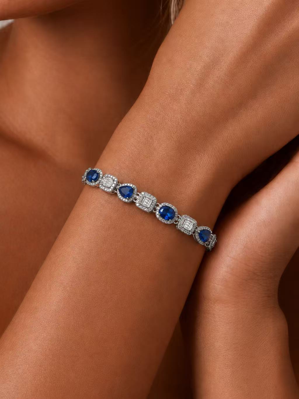 Oval Brilliant & Pear Cut Sapphire Bracelet - Ethereal Tides