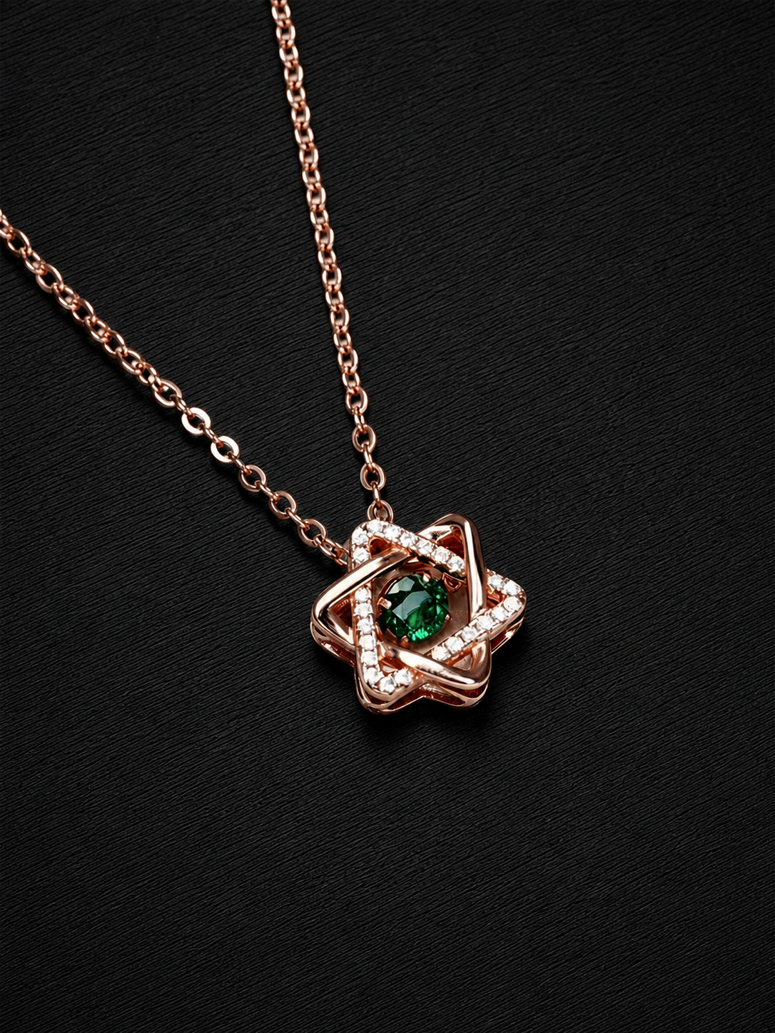  Emerald-Round Brilliant Cut Necklace-Stellar Gleam 