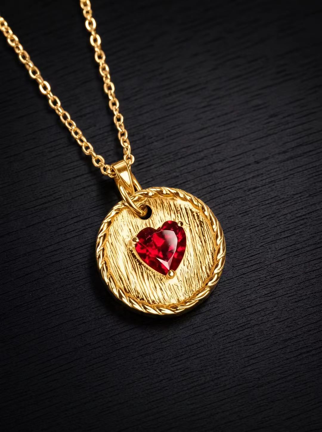 Heart Brilliant Cut Ruby Necklace - Scarlet Heart Medallion