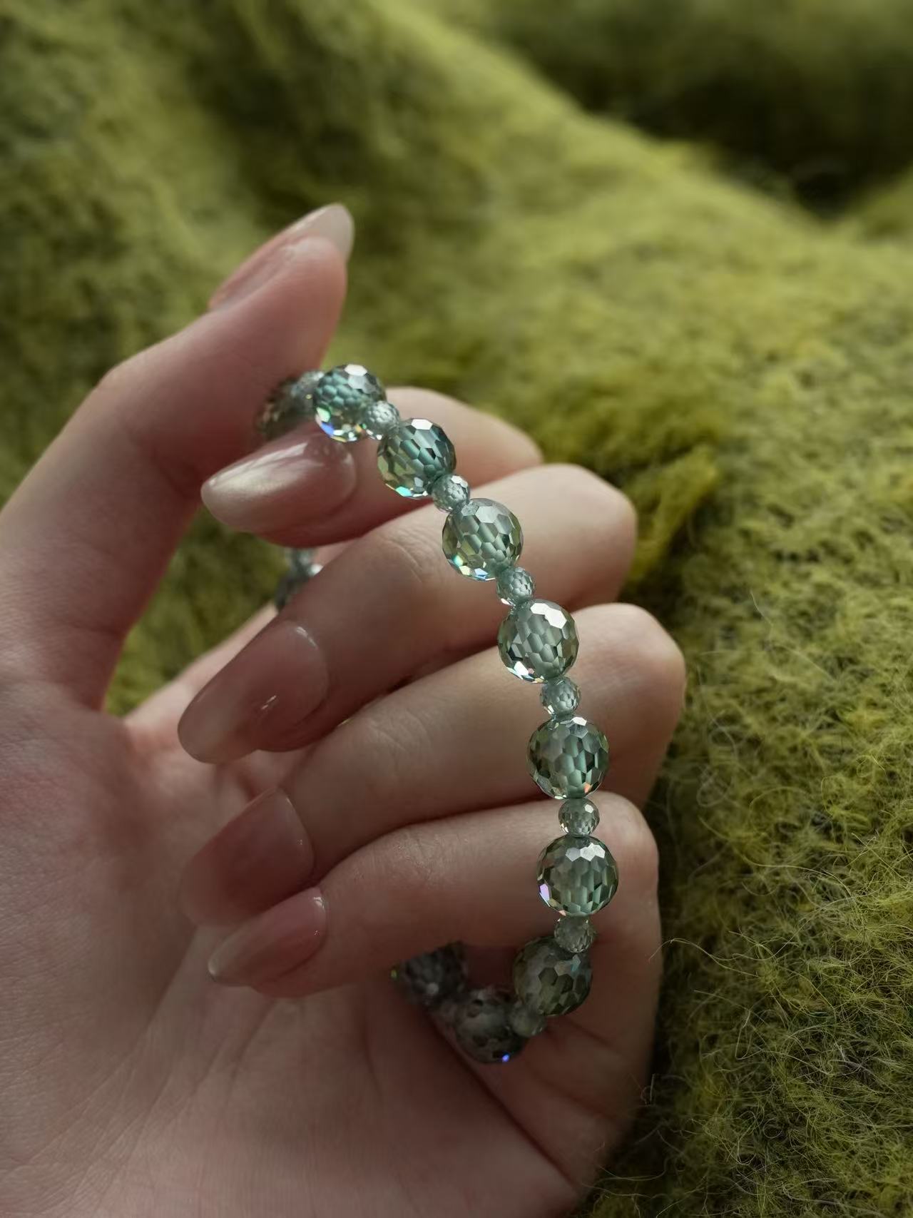 Fancy Brilliant Cut Moissanite Bracelet - Mint Green