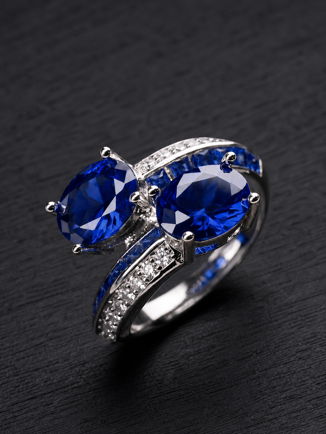 Ruby/Sapphire-Oval Double Ring-Twin Flame Glow
