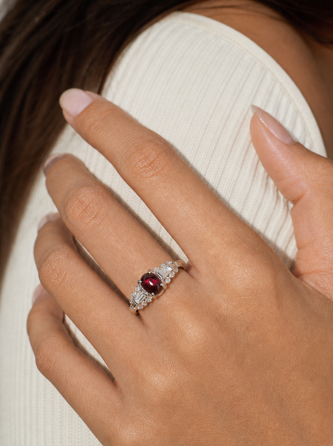 Garnet-Cabochon Ring-Vintage Ember