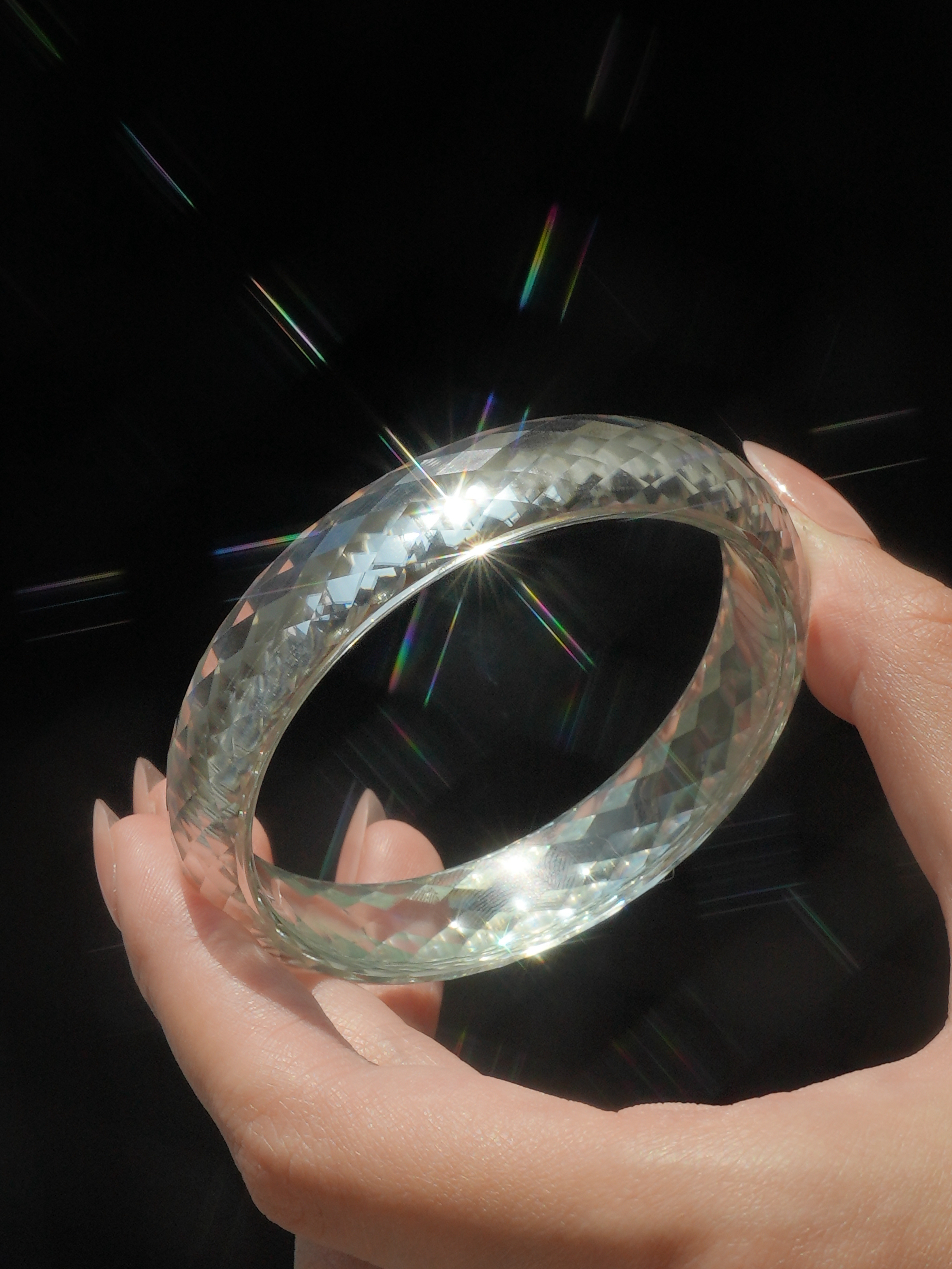 360-Degree Faceted Moissanite bracelet - Stellar Checker Bangle