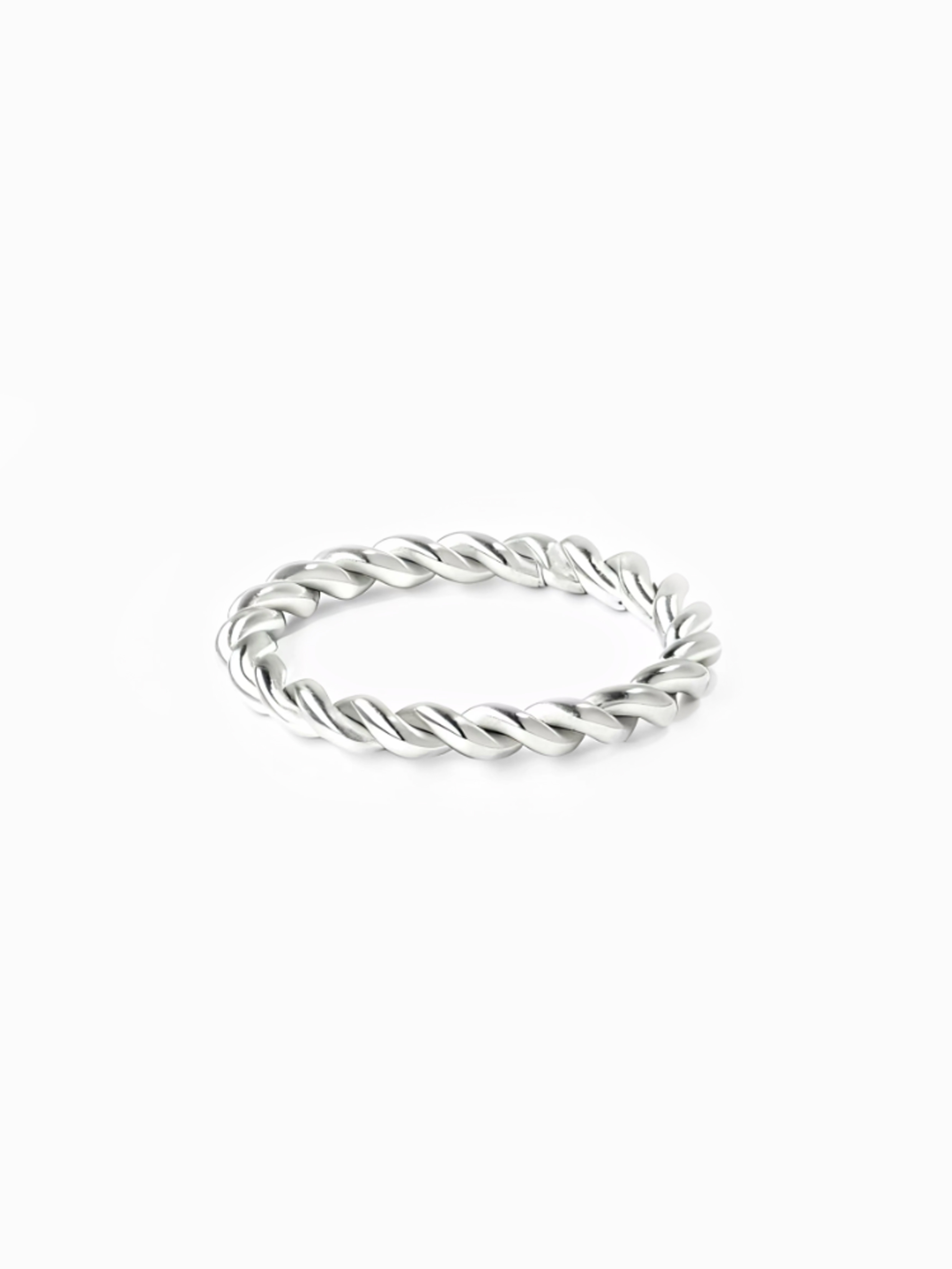 Silver twisted metal ring