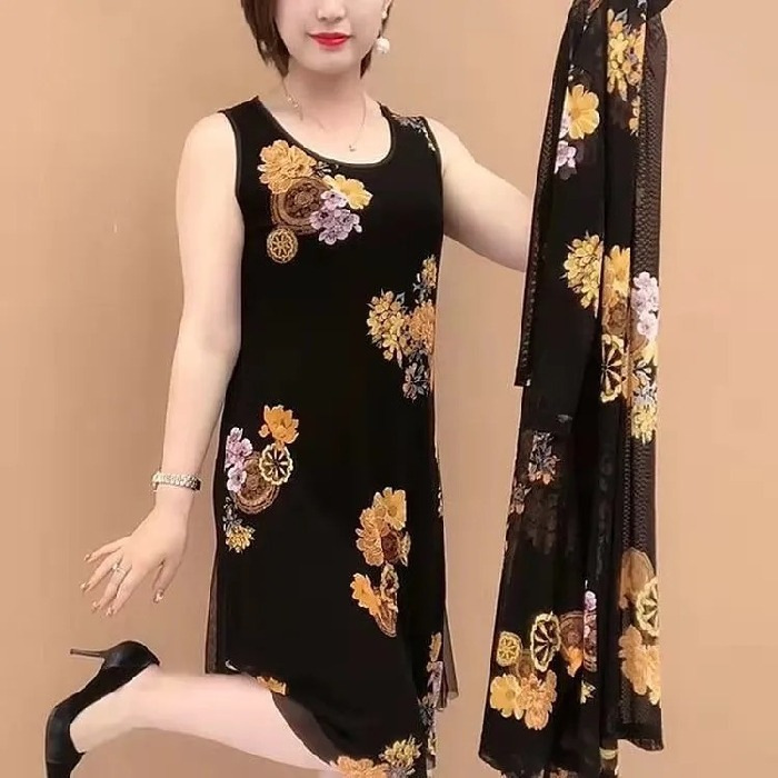 【🔥Cumpărați 1 obțineți 1】👗Haine noi de vară pentru doamne de vârstă mijlocie, rochii din două piese, costume la modă cu imprimeu