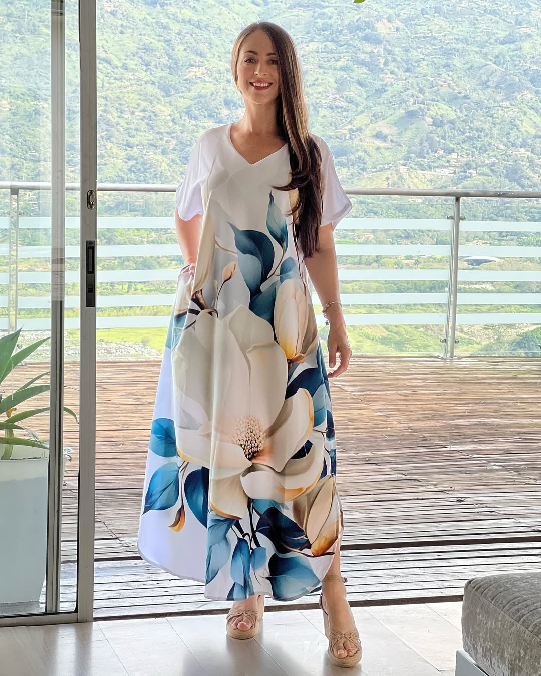 【S-5XL】💖 Nowa sukienka z nadrukiem w serek z 2025 r.