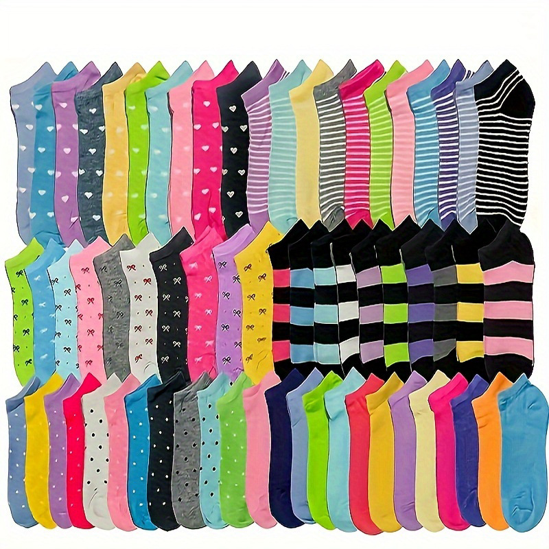 Opakowanie 10/20 sztuk damskich skarpetek do kostki w cukierkowych kolorach, oddychające, wygodne, bawełniane skarpetki - 1 para za mniej niż 6zł