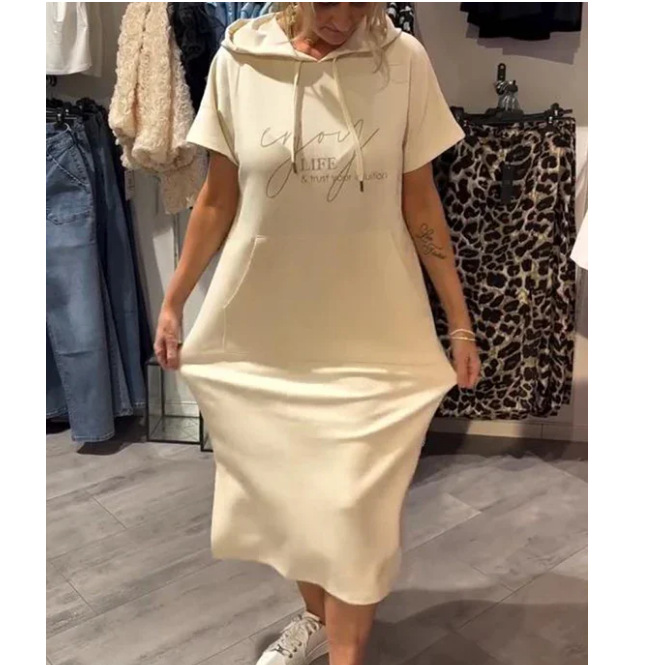 【S-5XL】💜 Casualowa sukienka z kapturem w jednolitym kolorze