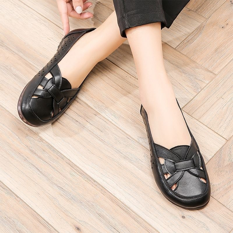 【👞Kup jeden, a drugi dostaniesz gratis】Nowe skórzane buty damskie na lato 2025 z miękką, pustą podeszwą, wygodne i antypoślizgowe