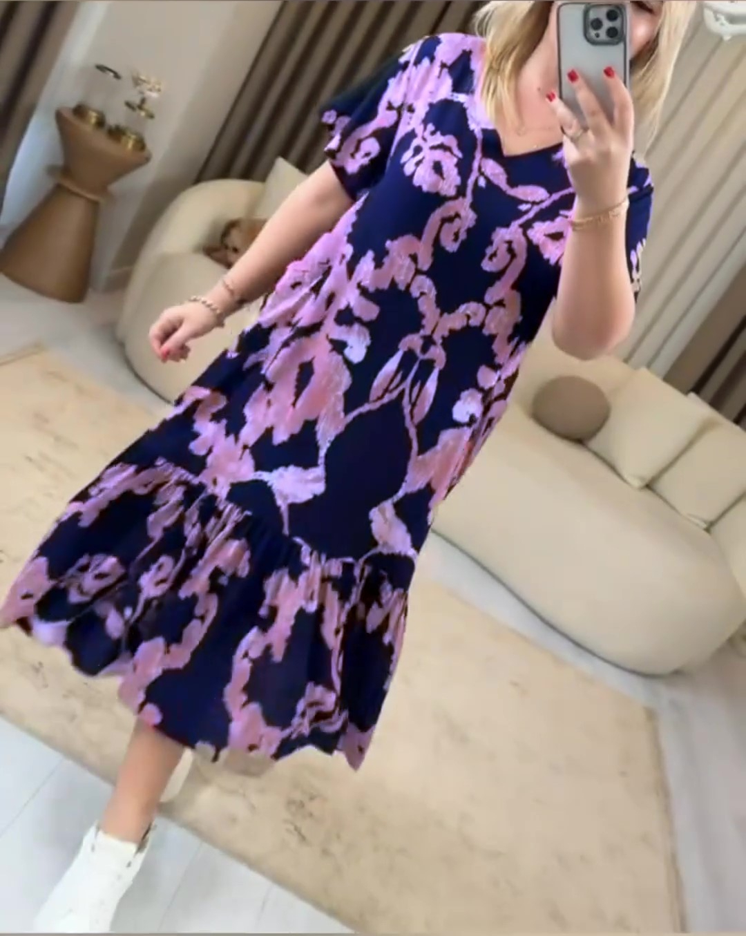 【S-5XL】😍Nowa elegancka i swobodna sukienka o średniej długości z nadrukiem ❤️