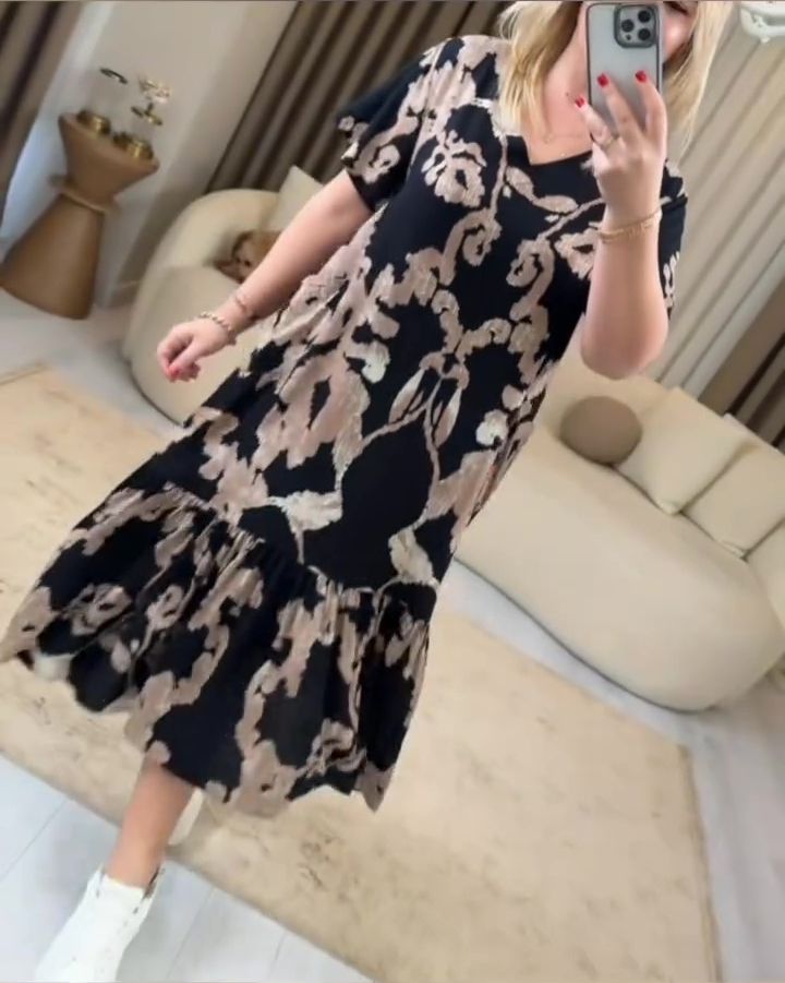 【S-5XL】😍Nowa elegancka i swobodna sukienka o średniej długości z nadrukiem ❤️