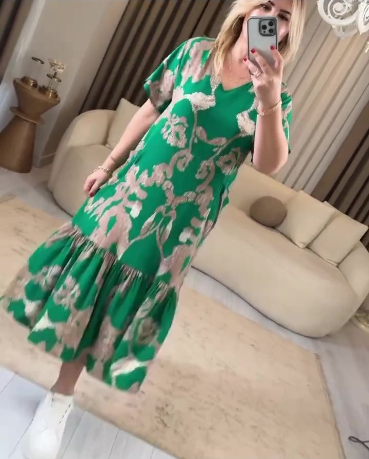 【S-5XL】😍Nowa elegancka i swobodna sukienka o średniej długości z nadrukiem ❤️