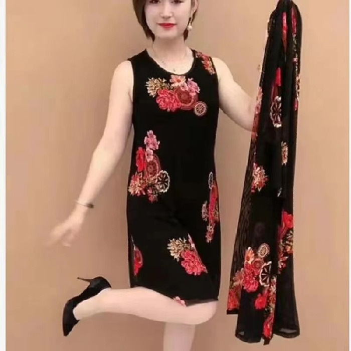 【🔥Cumpărați 1 obțineți 1】👗Haine noi de vară pentru doamne de vârstă mijlocie, rochii din două piese, costume la modă cu imprimeu