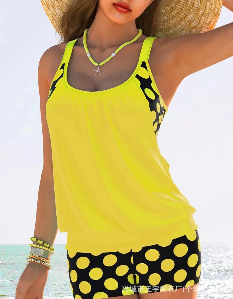 🏖️【S-4XL】【✨Cumpără unul, primești unul gratuit】Set de costum de baie sexy pentru femei, cu bretele, buline, mărime mare, 2025