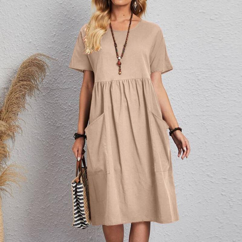 👗🎈Nowości [S~5XL]✨ Sukienka letnia 2025 wykonana z bawełny i lnu 🌿 