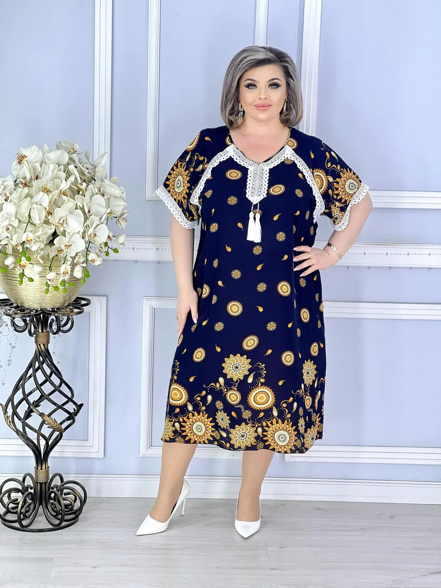 👗 【S-5XL】Sukienka z haftowanym nadrukiem - 🔸 Oryginalny geometryczny wzór