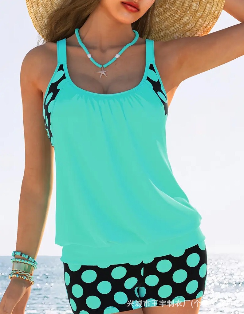 🏖️【S-4XL】【✨Cumpără unul, primești unul gratuit】Set de costum de baie sexy pentru femei, cu bretele, buline, mărime mare, 2025