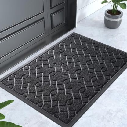 Outdoor floor mats for front doors All-weather waterproof door mats All-weather non-slip door mats Stain and fade resistant Easy to clean Patio porch Indoor entrance mats 29.5 x 17, black