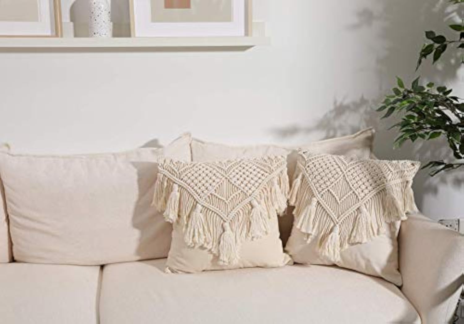 Cushion Cover Lace Cushion Cover Woven Bohemian Cushion Cover for Bed Sofa Bench Car Home Decor Comfortable Square Tassel 2 Piece Set Decorative Pillow Cover