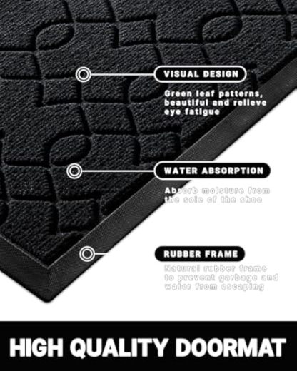 Outdoor floor mats for front doors All-weather waterproof door mats All-weather non-slip door mats Stain and fade resistant Easy to clean Patio porch Indoor entrance mats 29.5 x 17, black