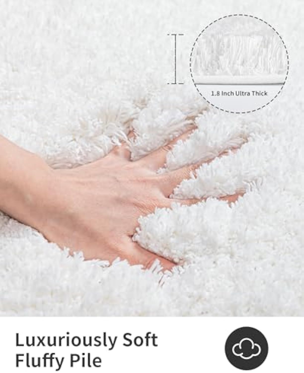 White Bathroom Rug 24" x 17" Small Non-slip Super Absorbent Extra Thick Soft Washable Bathroom Floor Mat Suitable for Floor Non-shedding Microfiber Plush Fluffy Bathroom Rug Suitable for Bathtub Shower Room Sink