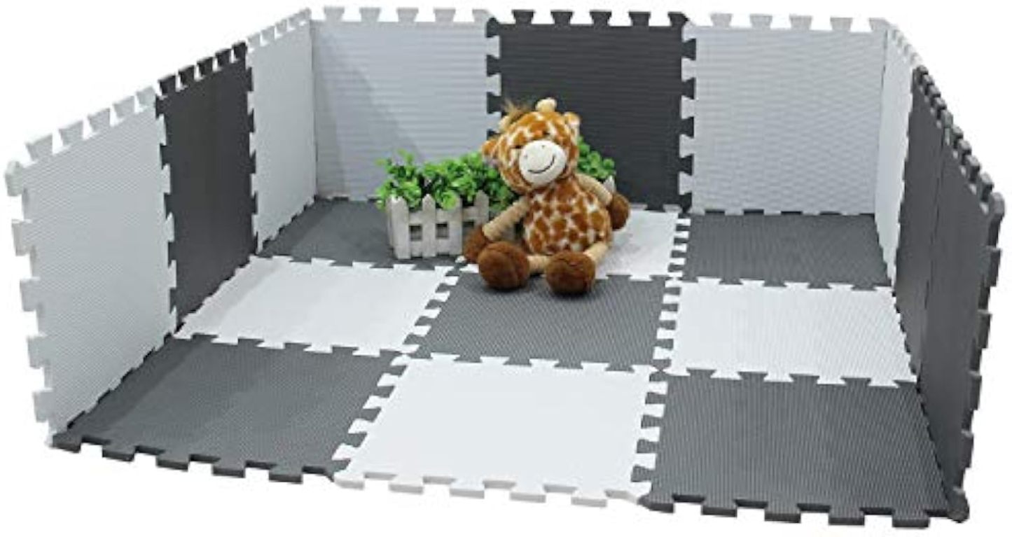 Foam Play Mat Thick Soft EVA Interlocking Foam Floor Mats Kids Yoga Exercise Multi-Puzzle Building Board Children's Play Mat Play 18 pcs AL