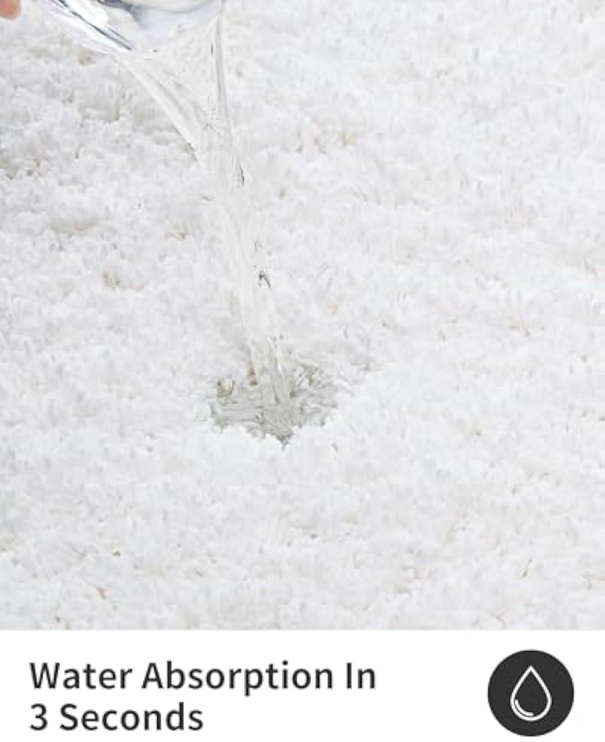 White Bathroom Rug 24" x 17" Small Non-slip Super Absorbent Extra Thick Soft Washable Bathroom Floor Mat Suitable for Floor Non-shedding Microfiber Plush Fluffy Bathroom Rug Suitable for Bathtub Shower Room Sink
