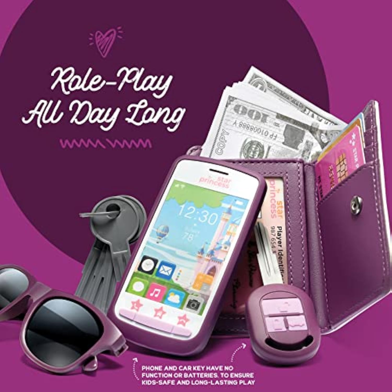 Little Girls Purse with Accessories and Toddler Pretend Makeup - My First Purse Set includes a handbag, phone, wallet, play makeup and more pretend play toys for girls ages 3+