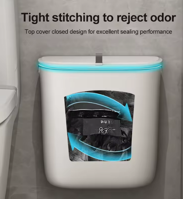 9L bathroom trash can wall mounted trash can with lid waterproof narrow slit trash can toilet waste trash can