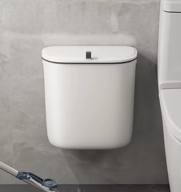 9L bathroom trash can wall mounted trash can with lid waterproof narrow slit trash can toilet waste trash can