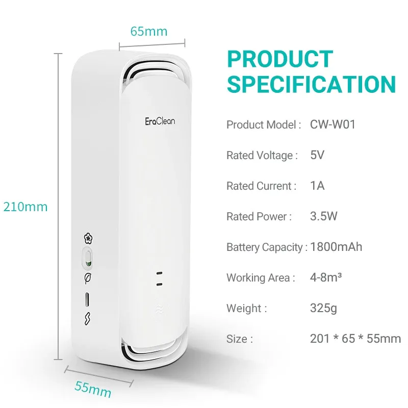 mall inline badgeEraClean CW-W01 Air Purifier Aromatherapy Deodorizing Sterilizer Bathroom Automatic Air Fresher Natural Flower Fragrance