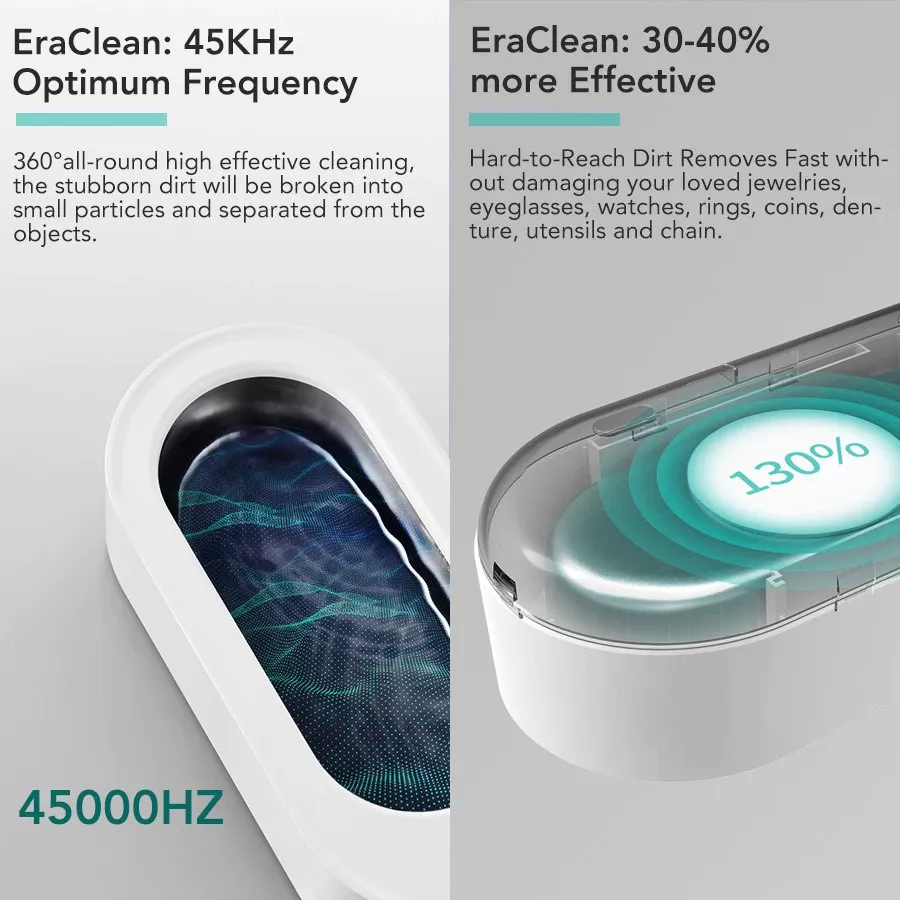 EraClean GA03 Ultrasonic Cleaning Machine 45000Hz High Frequency Vibration Type-C