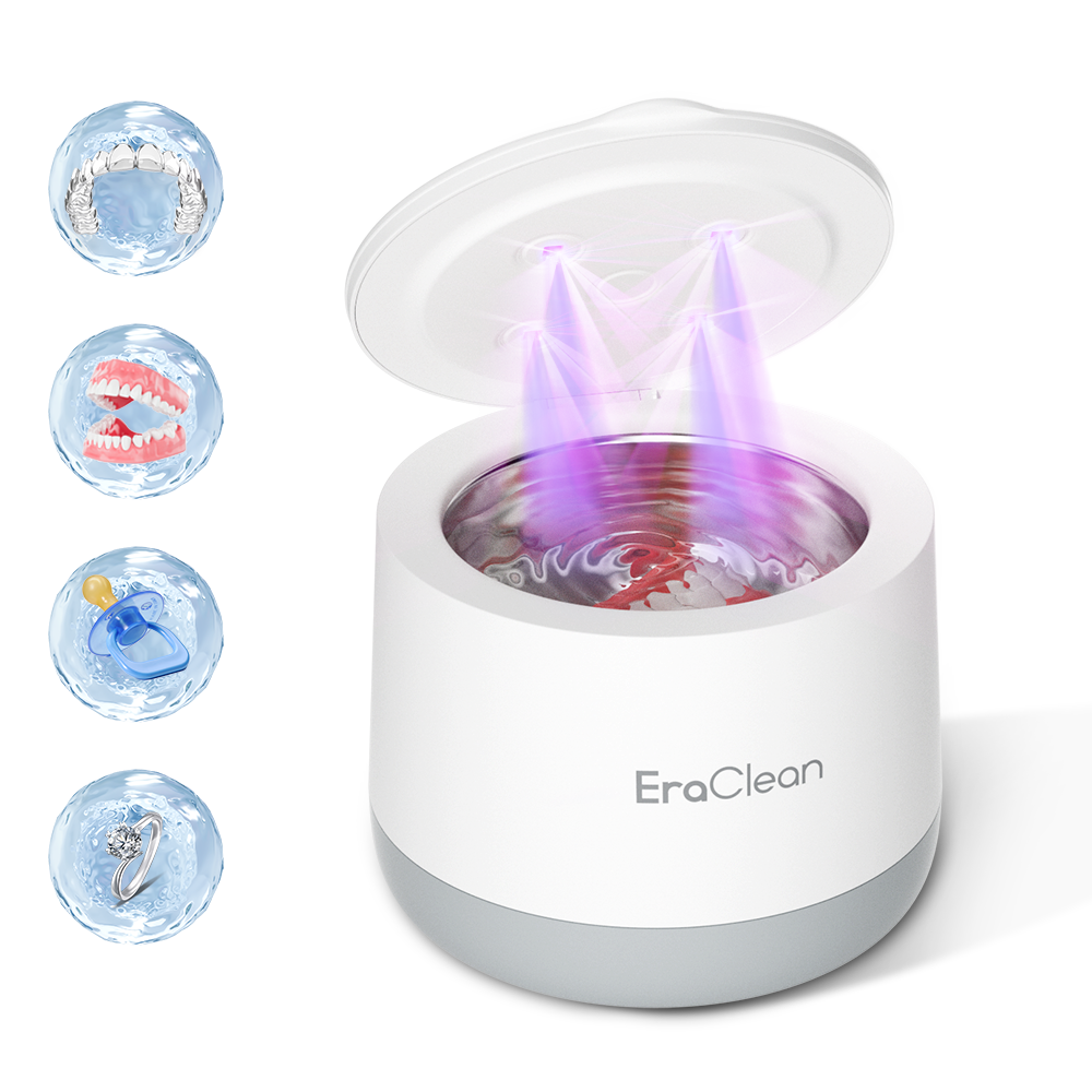 EraClean GT04 99.99% UVC Sterilization Digital Display 200ml Ultrasonic Cleaner for Denture Brace