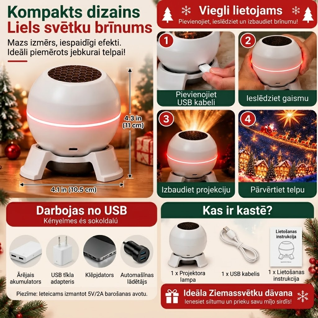 ⌛ Pēdējā diena, lai ietaupītu 49% – 🎅🎄 Ziemassvētku maģiskā projektora lampa – Atdzīviniet svētku ainas