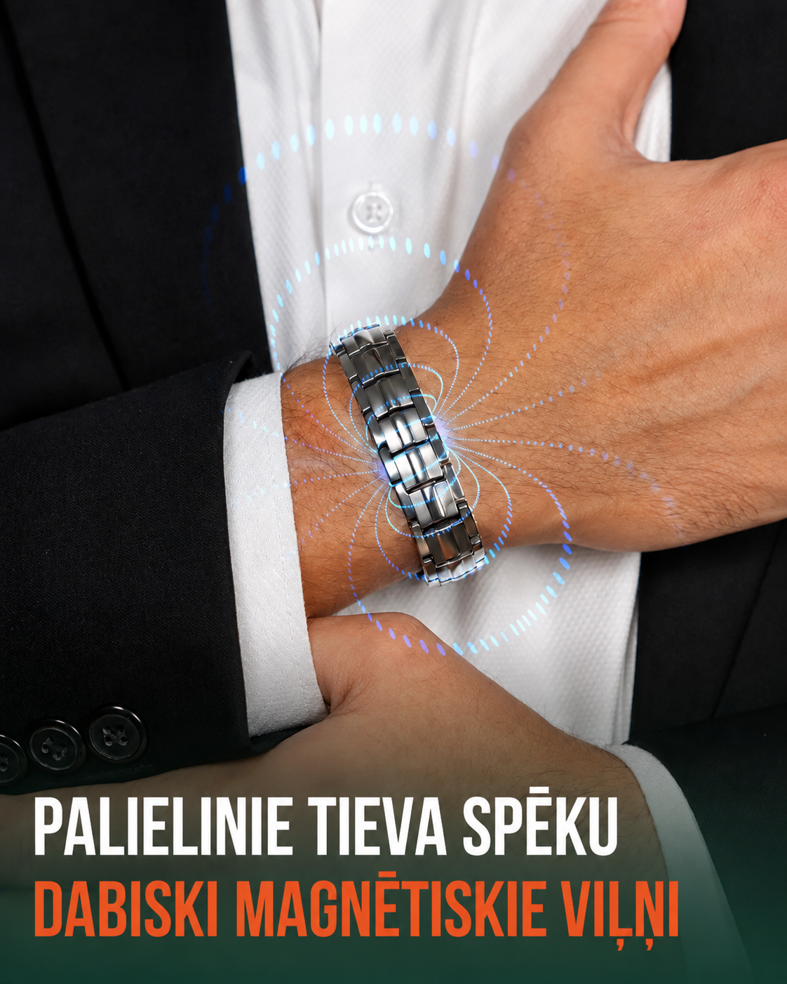 MagnetRX® vīriešu magnētiskā rokassprādze – magnētu jauda 5 reizes lielāka nekā EllipseMAX modelim, 5000 gausu – amerikāņu dizains un patentēta sistēma – augstākās kvalitātes regulējama garuma titāna magnētiskā rokassprādze vīriešiem