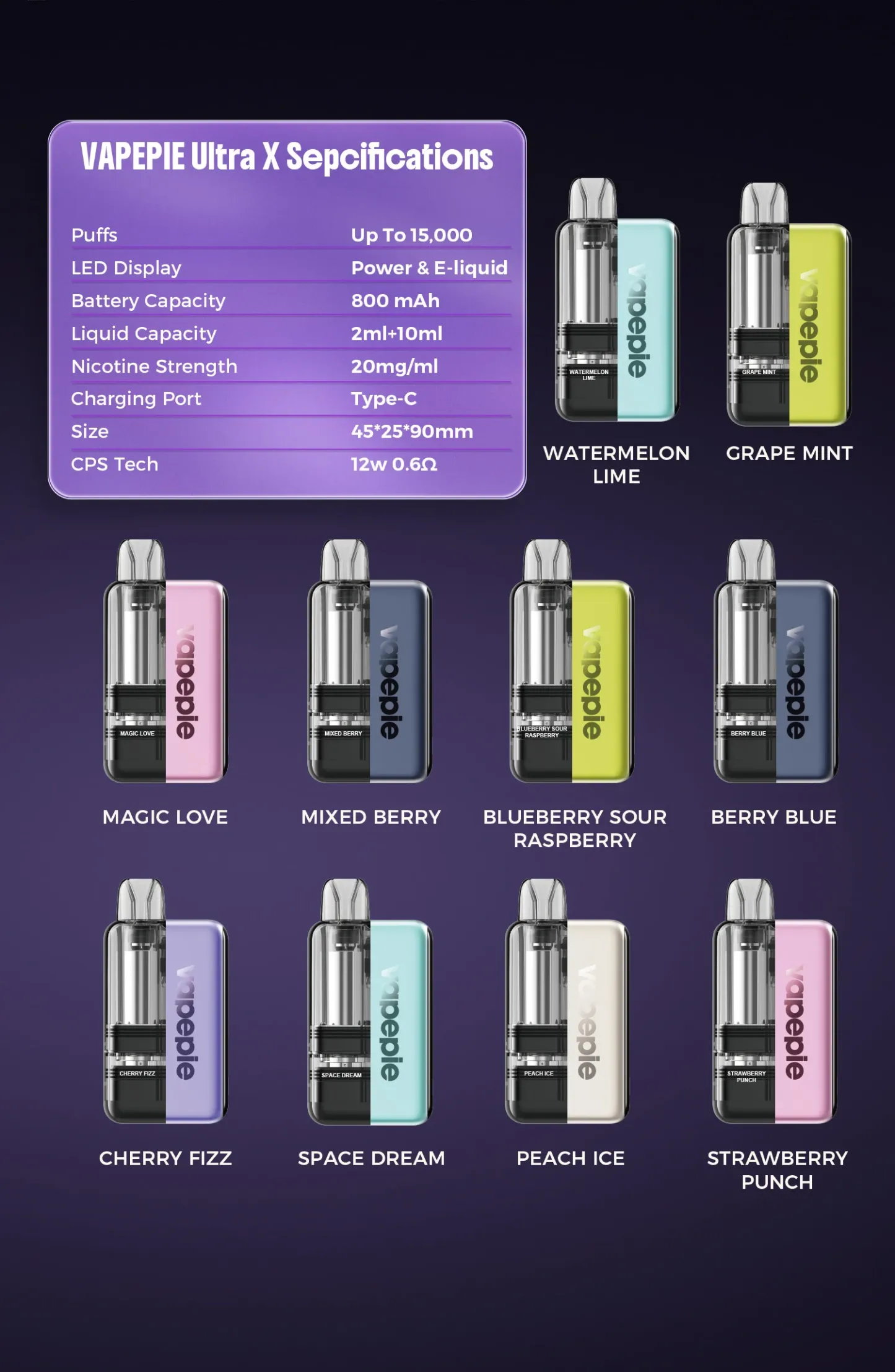 đš UtĂĄntölthetĆ Pod - VAPEPIE Ultra X 15000 FUFF đ