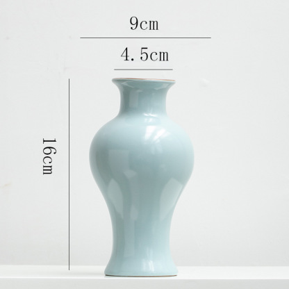 Chinese retro Zen-inspired Ru kiln ceramic vase decoration for dried flowers, hydroponic fresh flowers, living room, entryway flower arrangement.