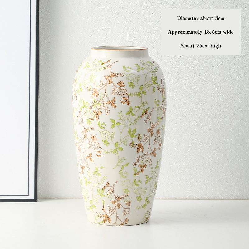 High-end retro-style new Chinese blue and white porcelain vase three-piece set for living room and dining room, floral arrangement, home decoration.