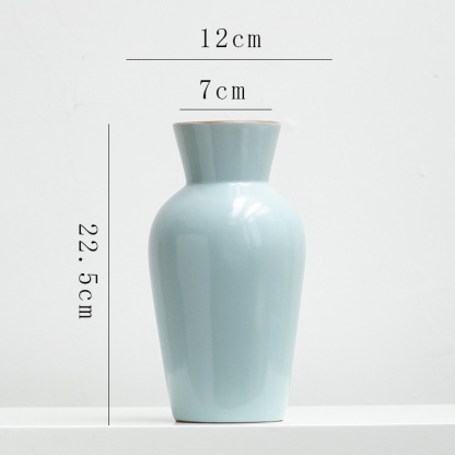 Chinese retro Zen-inspired Ru kiln ceramic vase decoration for dried flowers, hydroponic fresh flowers, living room, entryway flower arrangement.